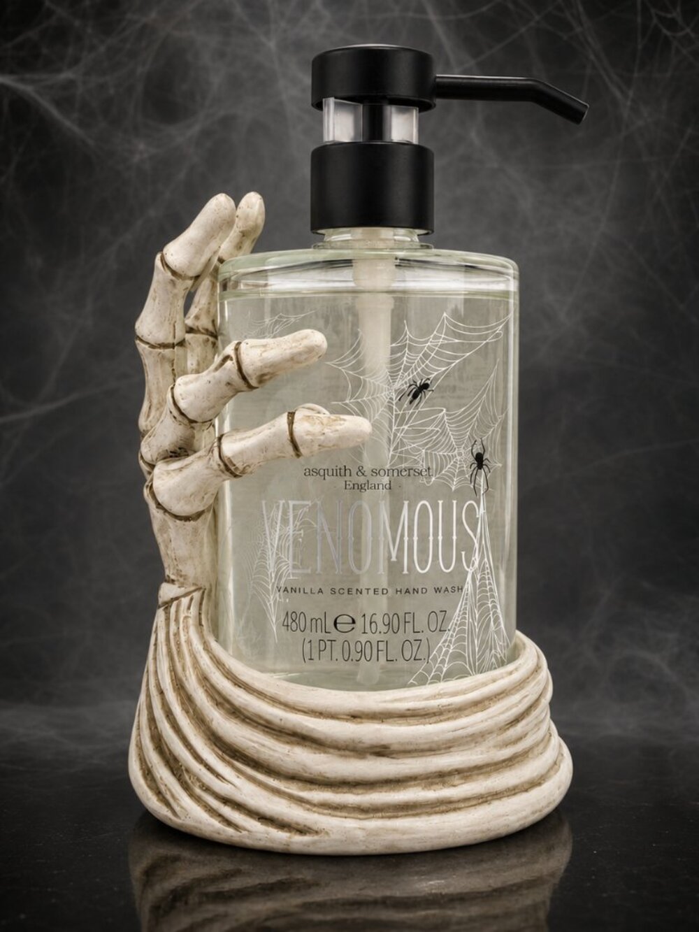Asquith & Somerset Venomous Vanilla Hand Wash with Skeleton Hand Holder, 16.9 fl